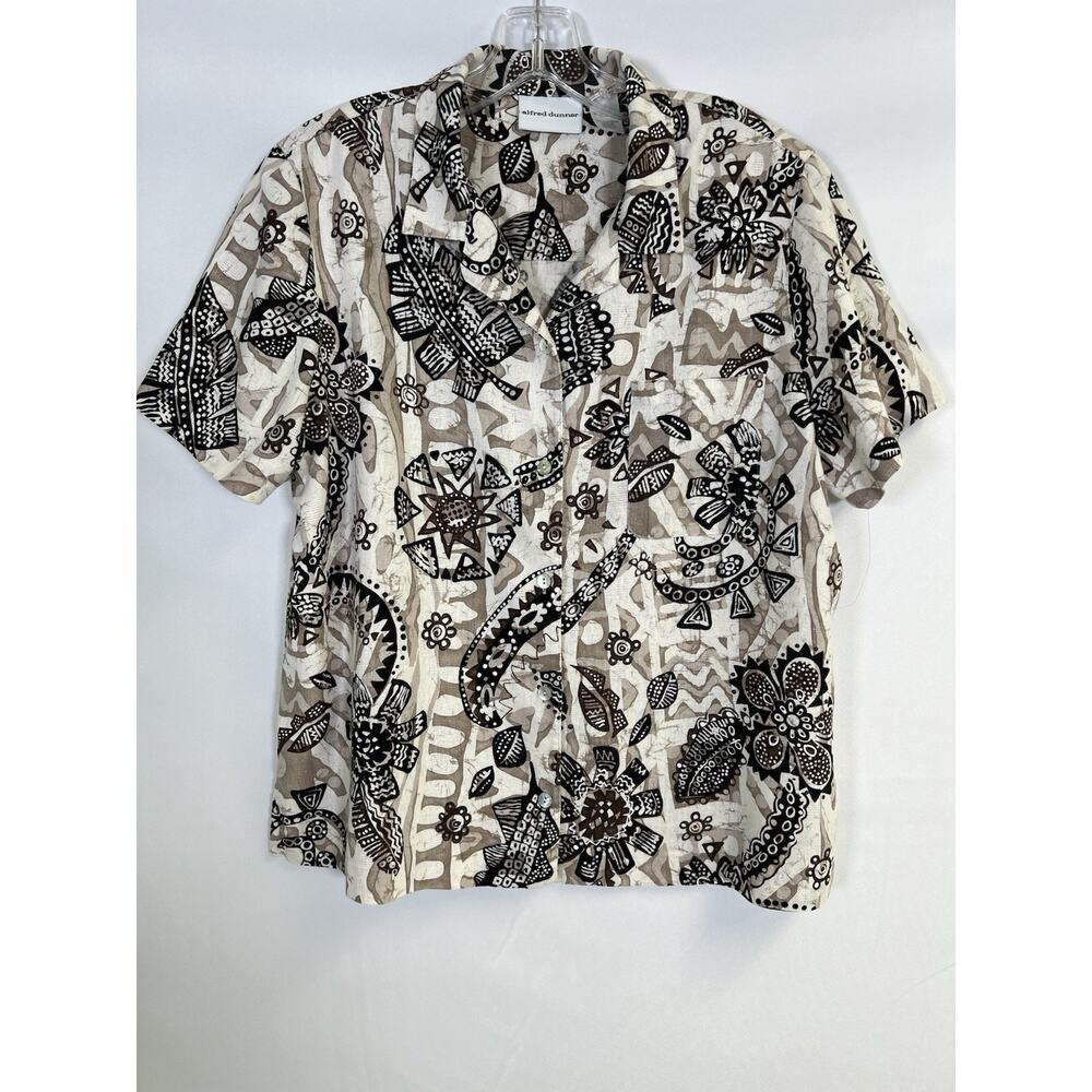 Women’s Alfred Dunner Linen Button-Up Shirt Top Size 16 Summer